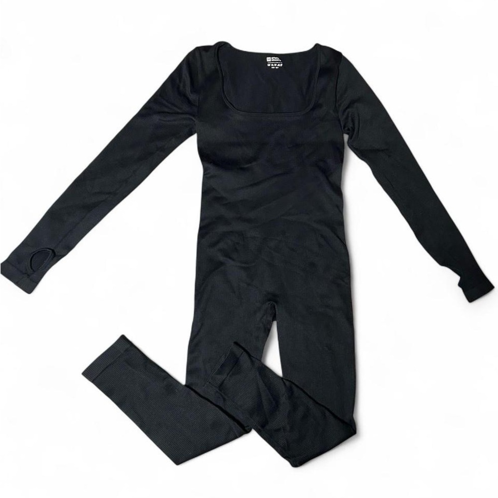 Black Long Sleeve Bodysuit Medium Thumb Cut Outs